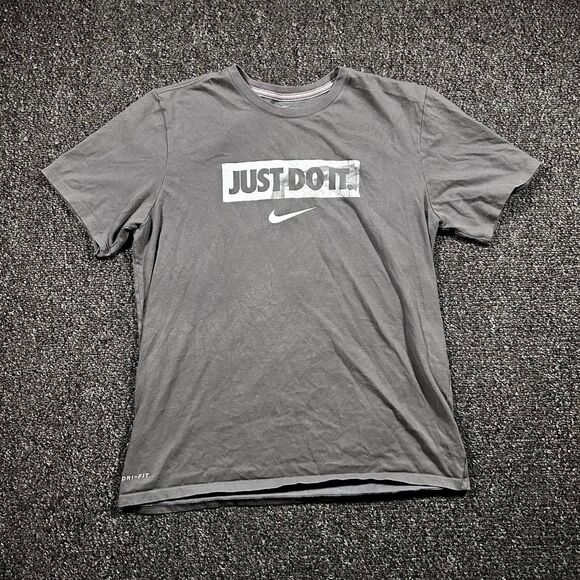 Nike Dri-Fit Just Do It Tee Men’s Large Gray Athletic Training Shirt - Picture 1 of 6